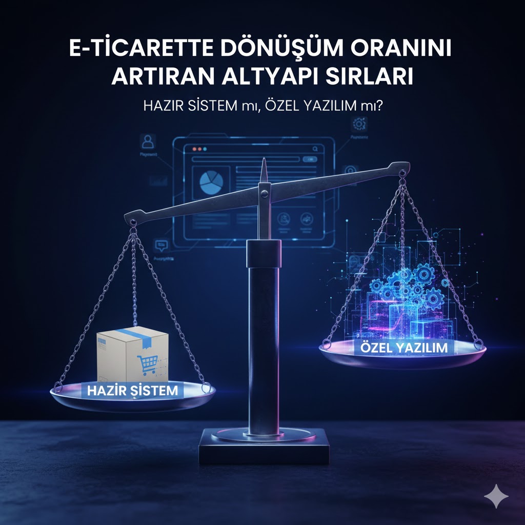 E-Ticarette Dönüşüm Oranını Artıran Altyapı Sırları: Hazır Sistem mi, Özel Yazılım mı?