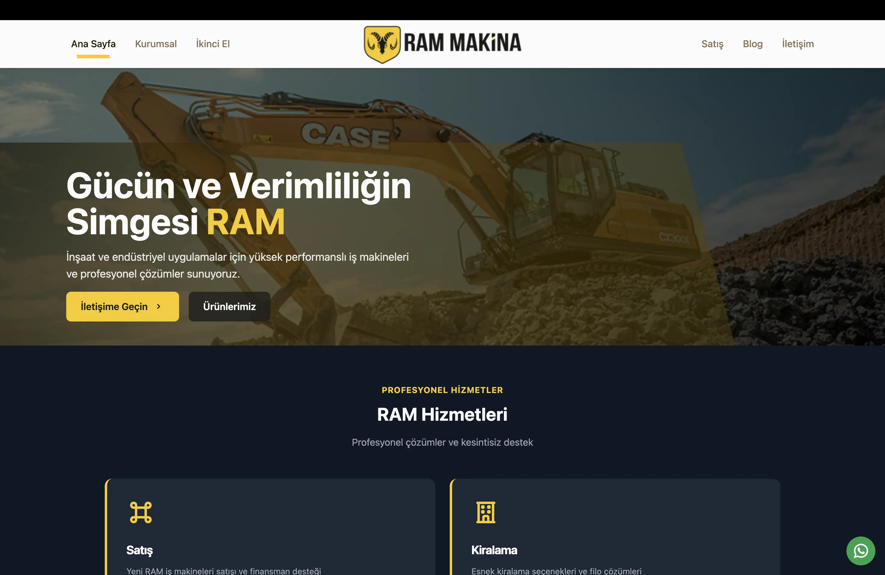 Ram Makina - Özel Yazılım Endüstriyel Kurumsal Web Projesi