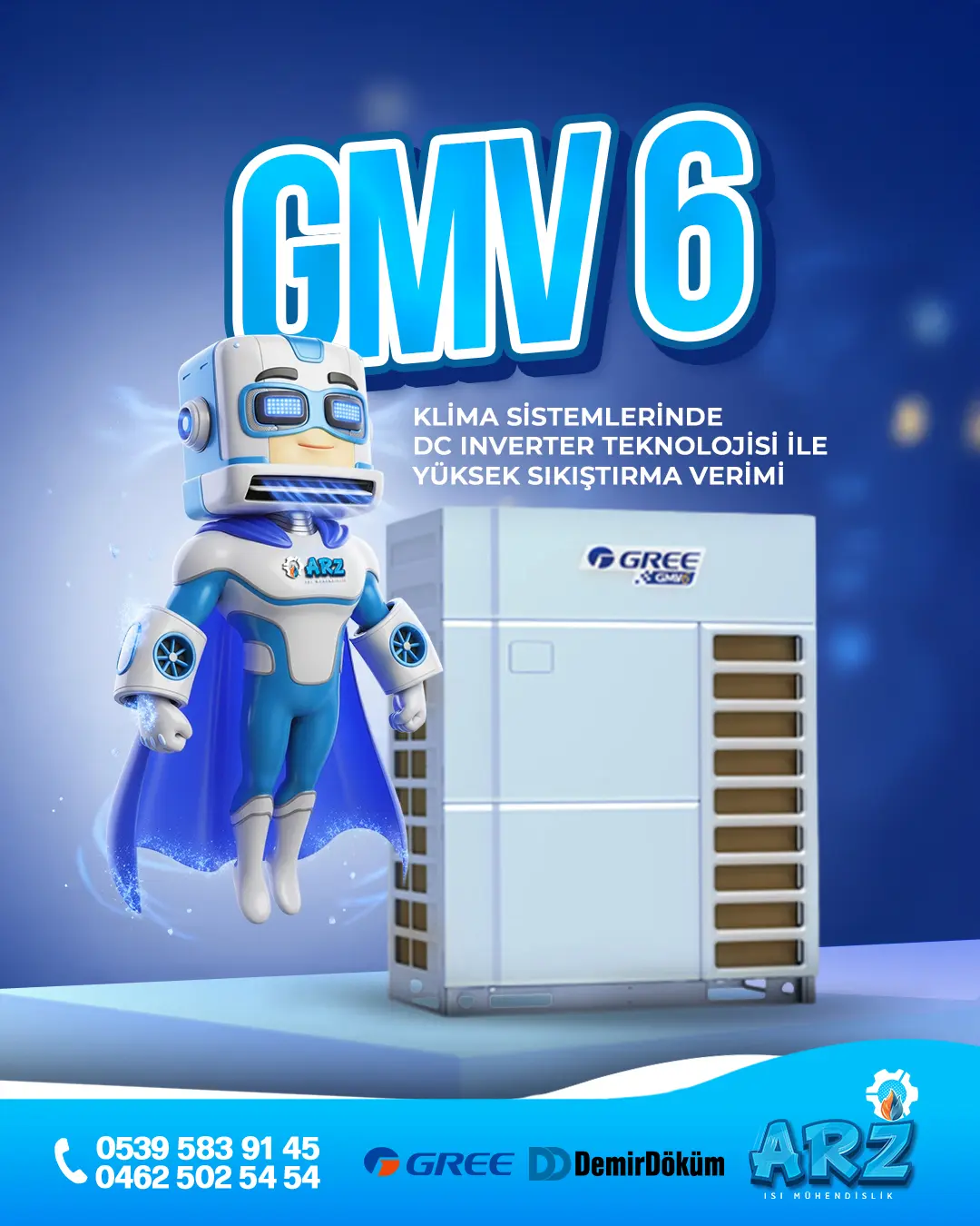 Arz Isı Mühendislik için hazırladığımız GMV 6 Klima Sistemi Sosyal Medya Post Tasarımı