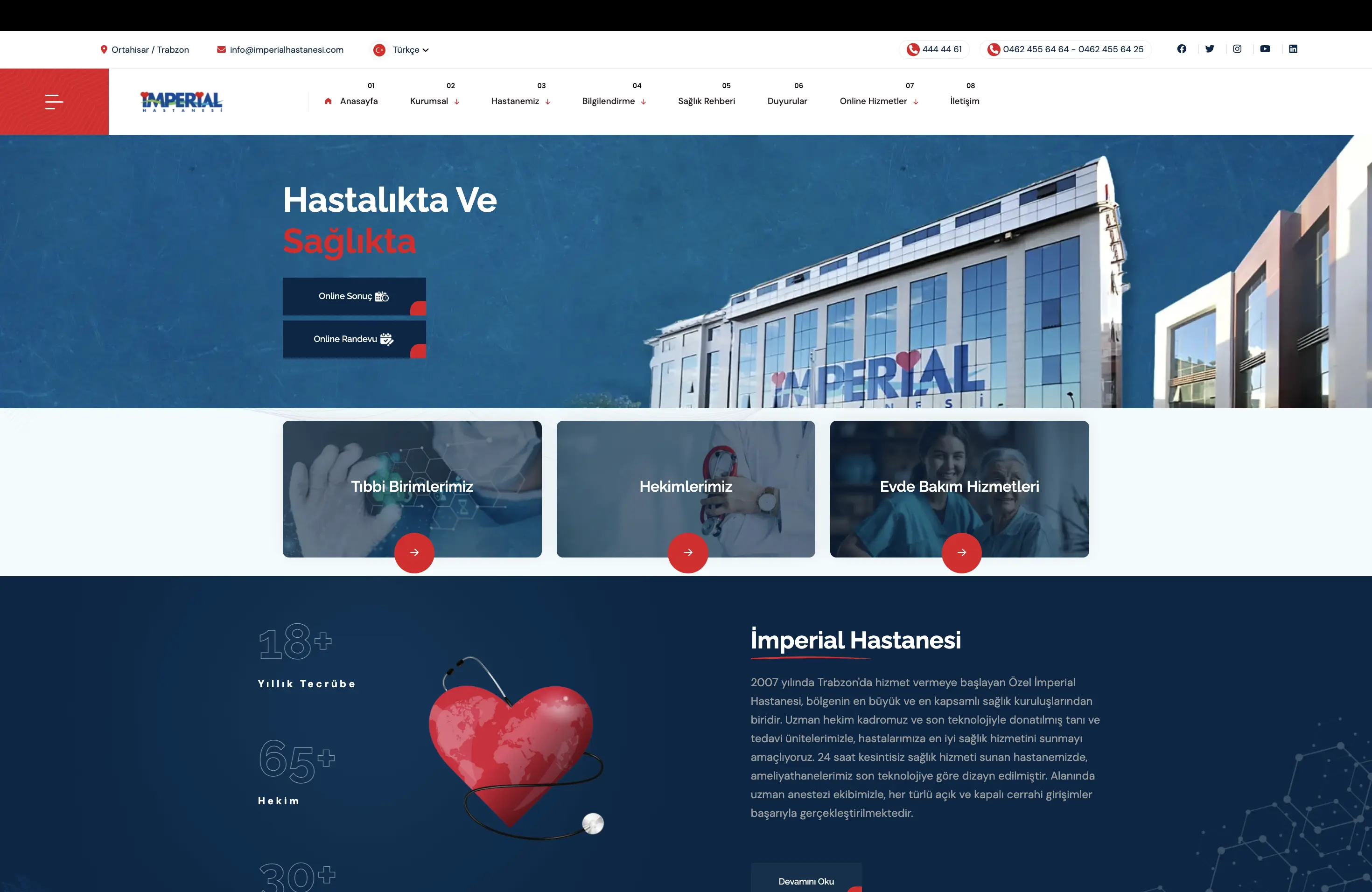 Imperial Hastanesi Kurumsal Web Sitesi